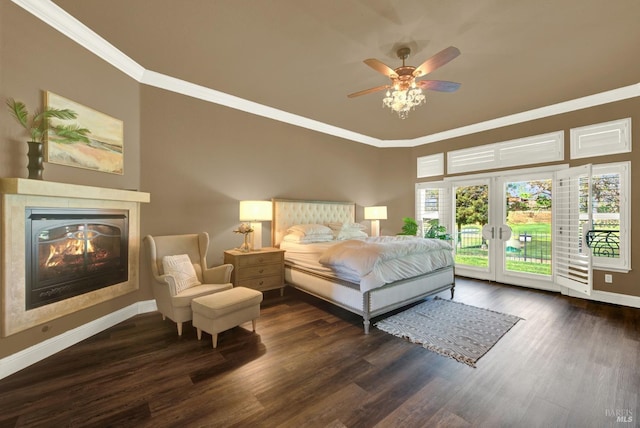 3287 Congressional Ct, Fairfield, CA 94534 - bedroom with access to outside, wood finished floors, baseboards, a glass covered fireplace, and multiple windows