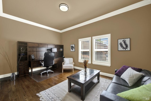 3287 Congressional Ct, Fairfield, CA 94534 - home office featuring baseboards, crown molding, and dark wood finished floors