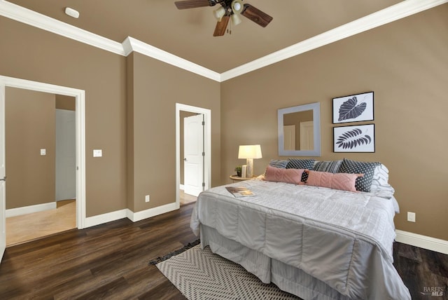 3287 Congressional Ct, Fairfield, CA 94534 - bedroom with baseboards, wood finished floors, crown molding, and a ceiling fan
