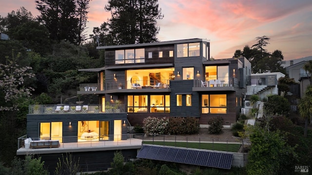 2 Upper Alcatraz Pl, Mill Valley, CA 94941 - rear view of house with a balcony and fence
