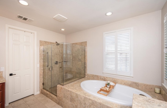 4152 Casper Way, Napa, CA 94558 - full bath featuring a stall shower, a bath, vanity, recessed lighting, and tile patterned floors