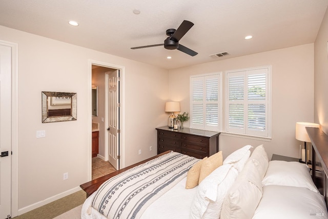 4152 Casper Way, Napa, CA 94558 - bedroom featuring recessed lighting, carpet, baseboards, ceiling fan, and ensuite bath