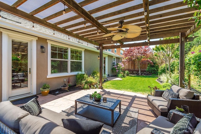 4152 Casper Way, Napa, CA 94558 - view of patio / terrace with outdoor lounge area, a pergola, and ceiling fan
