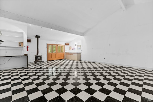 1019 Westside Rd, Healdsburg, CA 95448 - unfurnished living room with a wood stove