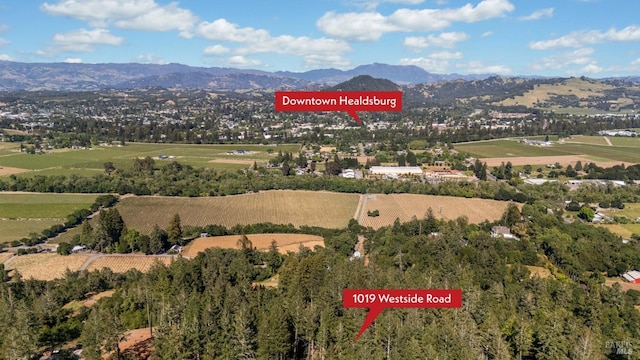 1019 Westside Rd, Healdsburg, CA 95448 - aerial overview of property's location featuring mountains