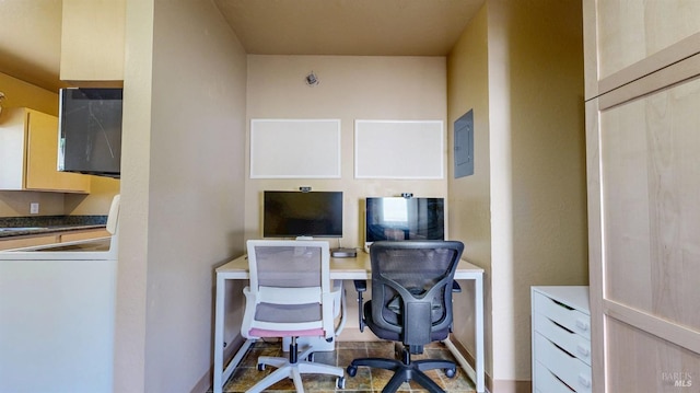 office with washer / dryer and electric panel