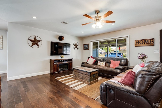 1805 Central Ave, Napa, CA 94558 - living area featuring wood finished floors, a ceiling fan, recessed lighting, and baseboards