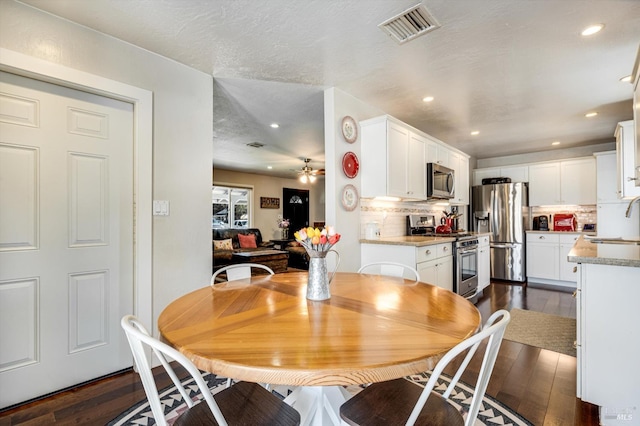 1805 Central Ave, Napa, CA 94558 - dining room featuring dark wood-type flooring, recessed lighting, and ceiling fan