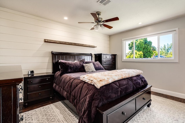 1805 Central Ave, Napa, CA 94558 - bedroom with wood finished floors, baseboards, recessed lighting, and a ceiling fan