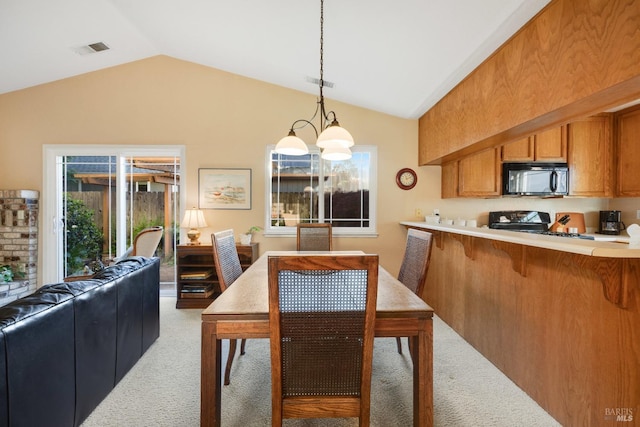226 Usher Dr, Windsor, CA 95492 - dining room featuring light colored carpet and vaulted ceiling