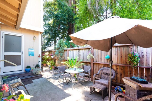 1444 Gold Way, Rohnert Park, CA 94928 - view of patio with a fenced backyard and outdoor dining area