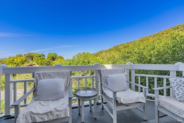 balcony with a wooded view
