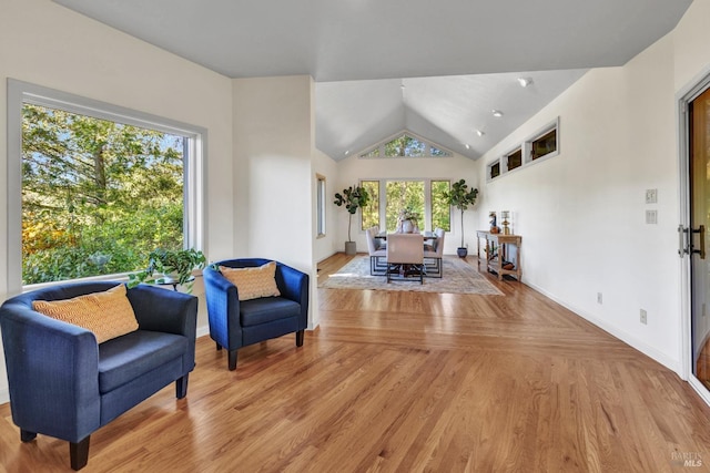 4444 Redwood Rd, Napa, CA 94558 - living area featuring lofted ceiling, baseboards, and wood finished floors