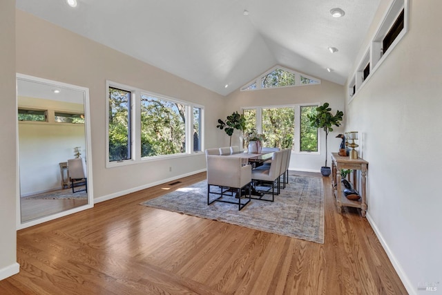 4444 Redwood Rd, Napa, CA 94558 - dining room with wood finished floors, vaulted ceiling, and baseboards