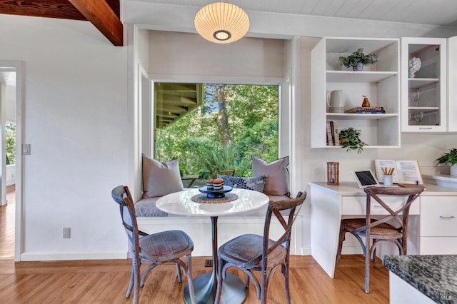 4444 Redwood Rd, Napa, CA 94558 - dining area with light wood finished floors, healthy amount of natural light, baseboards, and a desk
