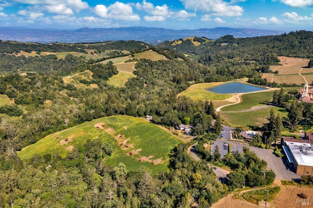 4444 Redwood Rd, Napa, CA 94558 - aerial view of property's location with a water and mountain view and a heavily wooded area