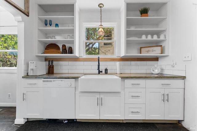32 Muller St, Vallejo, CA 94590 - kitchen featuring dishwasher, open shelves, a sink, and decorative backsplash