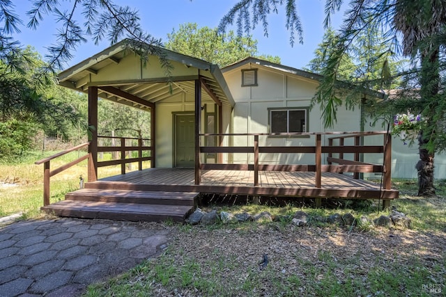 17651 Van Arsdale Rd, Potter Valley, CA 95469 - rear view of house with a deck and stucco siding