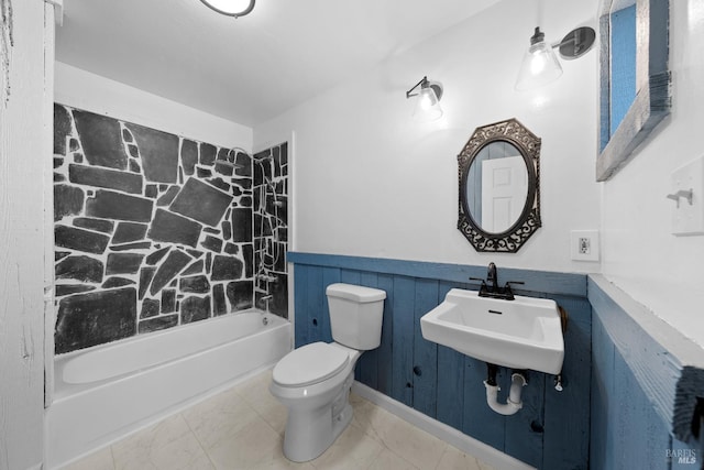 17651 Van Arsdale Rd, Potter Valley, CA 95469 - full bathroom featuring a sink, toilet, and a wainscoted wall