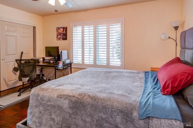 32 Romine Way, Vallejo, CA 94591 - bedroom featuring wood finished floors, a desk, and a ceiling fan