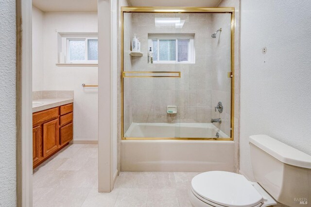 32 Romine Way, Vallejo, CA 94591 - full bathroom with toilet, vanity, tile patterned floors, and shower / bath combination with glass door