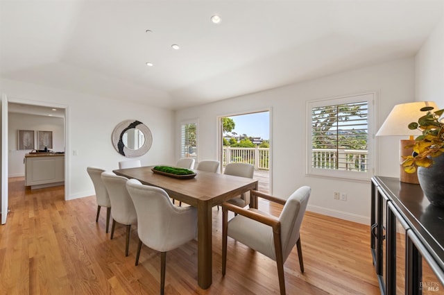 91 Round Hill Rd, Tiburon, CA 94920 - dining area featuring healthy amount of natural light, baseboards, light wood finished floors, and recessed lighting