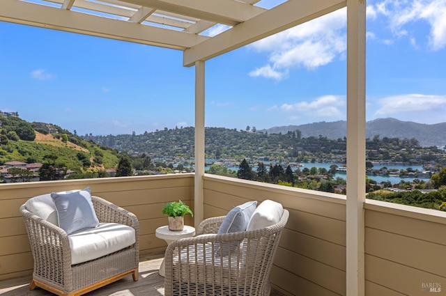 91 Round Hill Rd, Tiburon, CA 94920 - balcony featuring a pergola and a water and mountain view