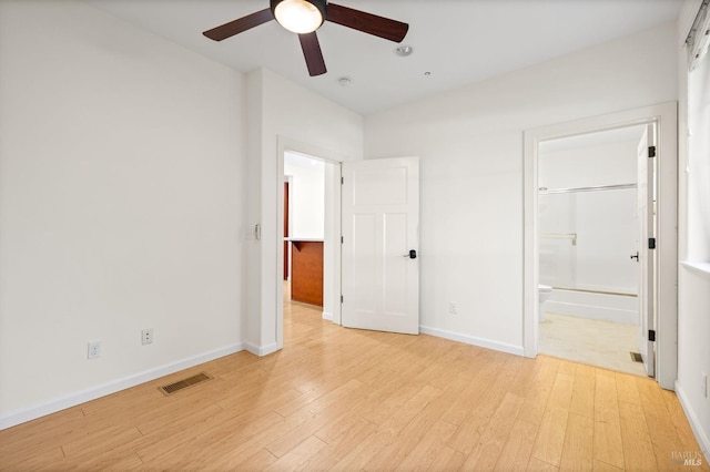 58 Randolph St, Napa, CA 94559 - unfurnished bedroom featuring light wood-style flooring, baseboards, connected bathroom, and a ceiling fan