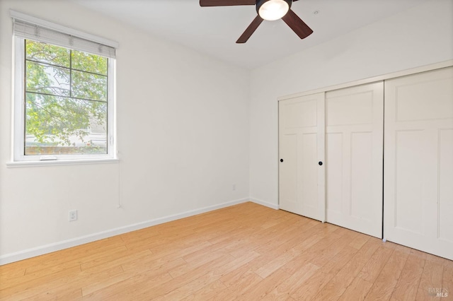 58 Randolph St, Napa, CA 94559 - unfurnished bedroom featuring light wood-style floors, baseboards, a closet, and a ceiling fan