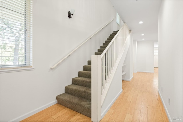 58 Randolph St, Napa, CA 94559 - staircase with wood-type flooring, baseboards, and recessed lighting