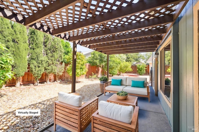 766 Morissette Way, Vacaville, CA 95687 - view of patio featuring a pergola, a fenced backyard, and an outdoor living space