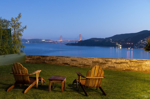 419 Golden Gate Ave, Belvedere, CA 94920 - water view with a mountain backdrop and a notable bridge