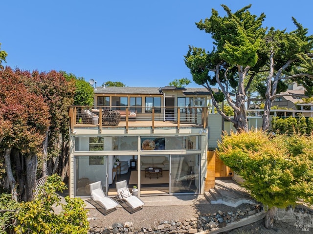 419 Golden Gate Ave, Belvedere, CA 94920 - rear view of house featuring a balcony and a patio