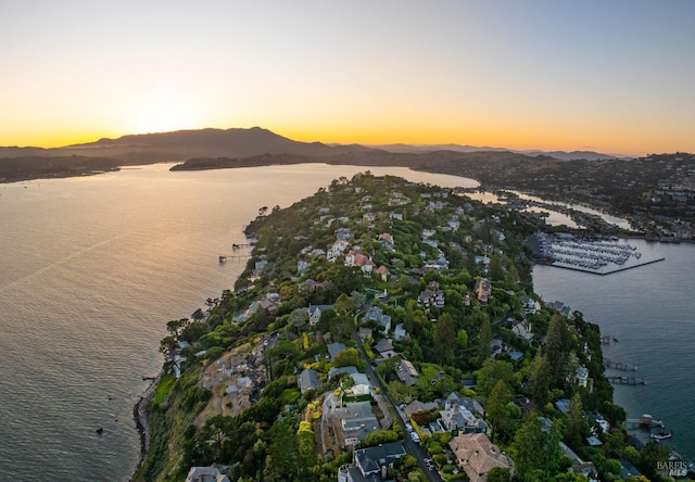 419 Golden Gate Ave, Belvedere, CA 94920 - aerial view at dusk of a water and mountain view