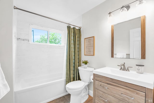 2812 Silver Fox Cir, Fairfield, CA 94534 - bathroom with toilet, vanity, shower / bath combo with shower curtain, and baseboards