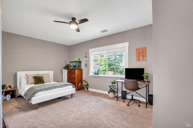 2812 Silver Fox Cir, Fairfield, CA 94534 - bedroom with an office area, baseboards, carpet floors, and a ceiling fan