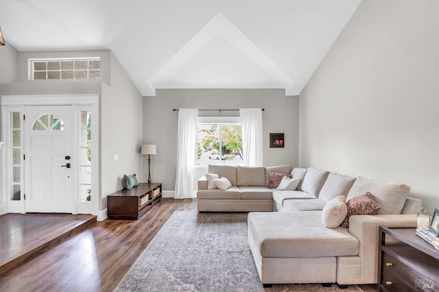 2812 Silver Fox Cir, Fairfield, CA 94534 - living area featuring lofted ceiling and wood finished floors