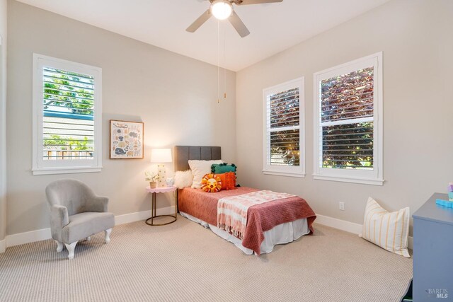 223 Pheasant Ct, Napa, CA 94558 - carpeted bedroom with baseboards and a ceiling fan