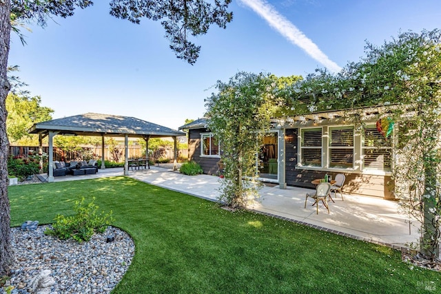 223 Pheasant Ct, Napa, CA 94558 - view of yard with a gazebo, outdoor lounge area, and a patio