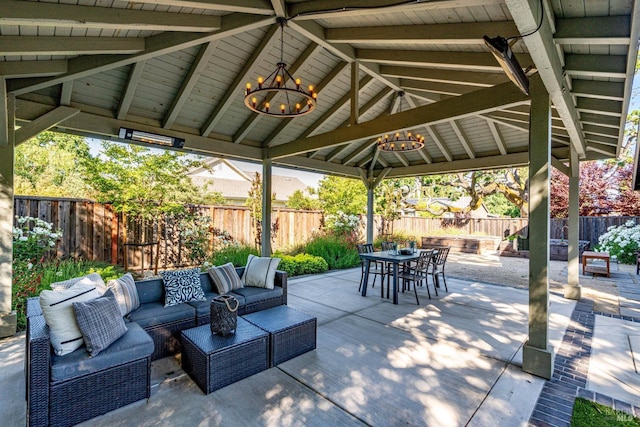 223 Pheasant Ct, Napa, CA 94558 - view of patio with a gazebo, an outdoor hangout area, outdoor dining space, and a fenced backyard
