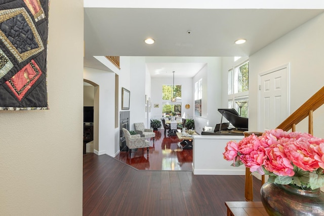 2130 Camenson St, Napa, CA 94558 - entryway featuring arched walkways, wood finished floors, and recessed lighting