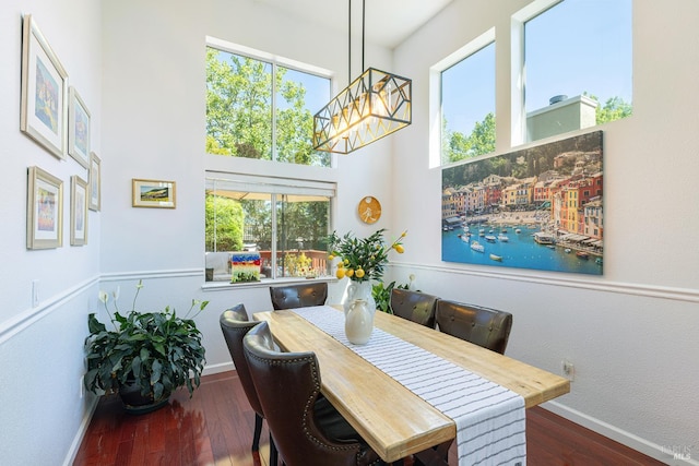 2130 Camenson St, Napa, CA 94558 - dining area featuring wood finished floors, a high ceiling, and a water view
