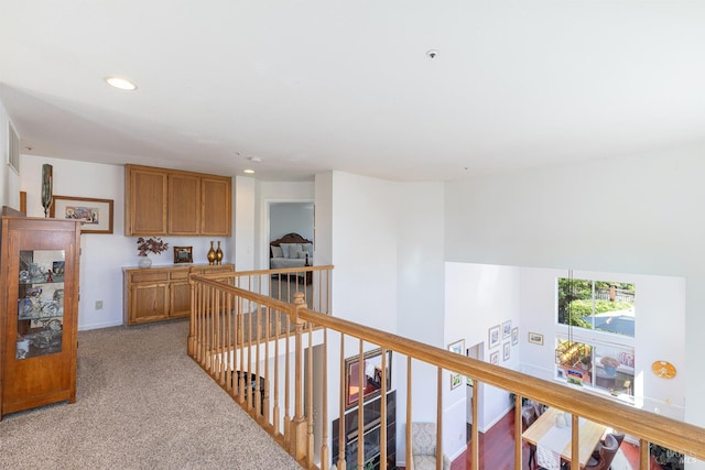 2130 Camenson St, Napa, CA 94558 - hall featuring an upstairs landing, recessed lighting, and light carpet