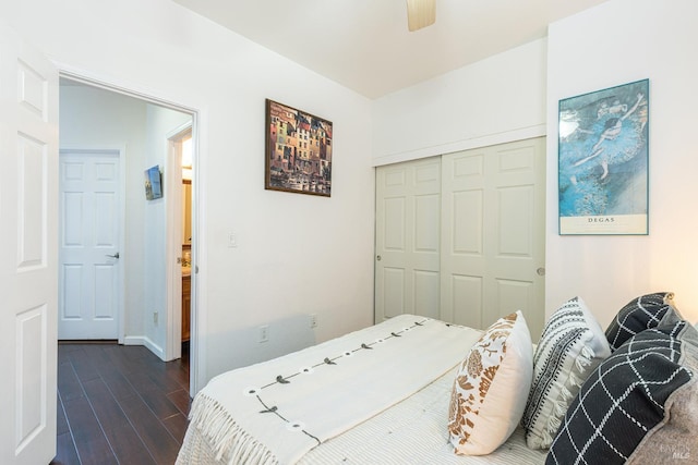 2130 Camenson St, Napa, CA 94558 - bedroom with a closet, dark wood finished floors, and a ceiling fan