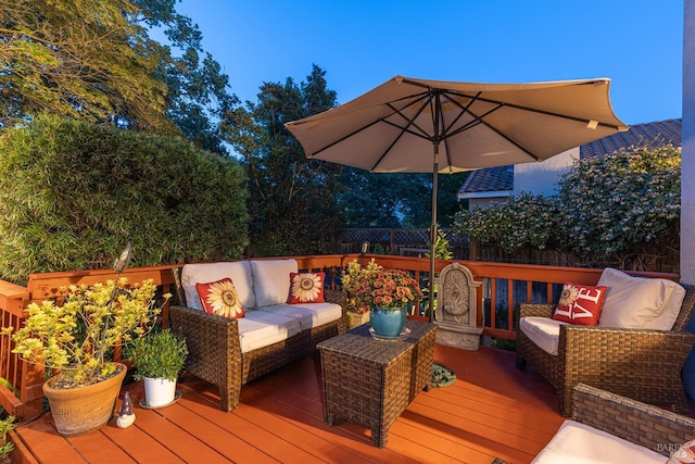 2130 Camenson St, Napa, CA 94558 - wooden terrace featuring outdoor lounge area and a fenced backyard