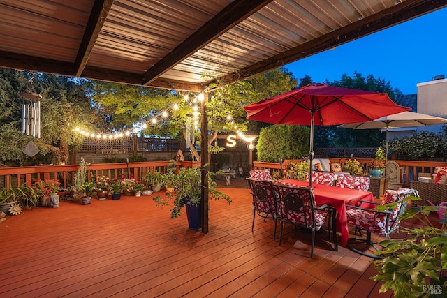 2130 Camenson St, Napa, CA 94558 - wooden deck featuring outdoor dining area and a fenced backyard