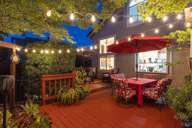 2130 Camenson St, Napa, CA 94558 - deck at twilight featuring outdoor dining space and outdoor lounge area