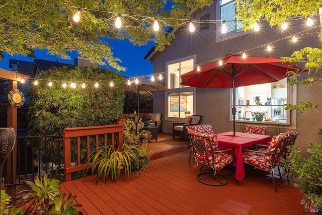 2130 Camenson St, Napa, CA 94558 - deck at night with outdoor dining space and an outdoor living space