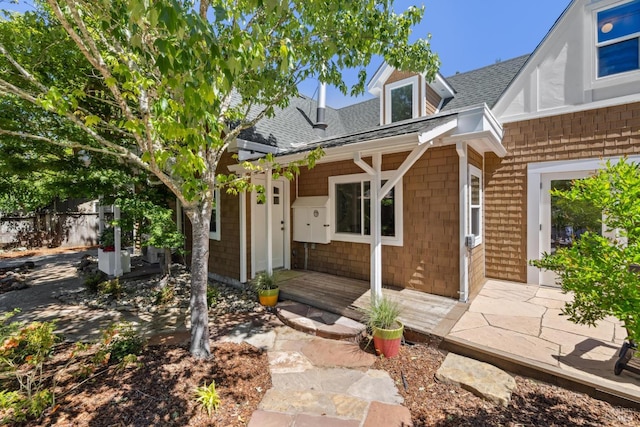231 Railroad Ave, Woodacre, CA 94973 - view of front of home with a shingled roof and covered porch