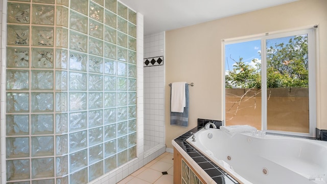 12285 High Valley Rd, Clearlake Oaks, CA 95423 - full bathroom featuring walk in shower, tile patterned flooring, and a tub with jets